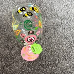 Lolita Pink and Green Friends Forever Wine Glass